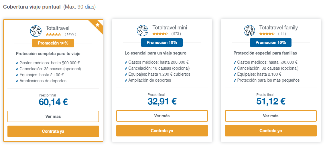 Intermundial opciones seguro de viaje